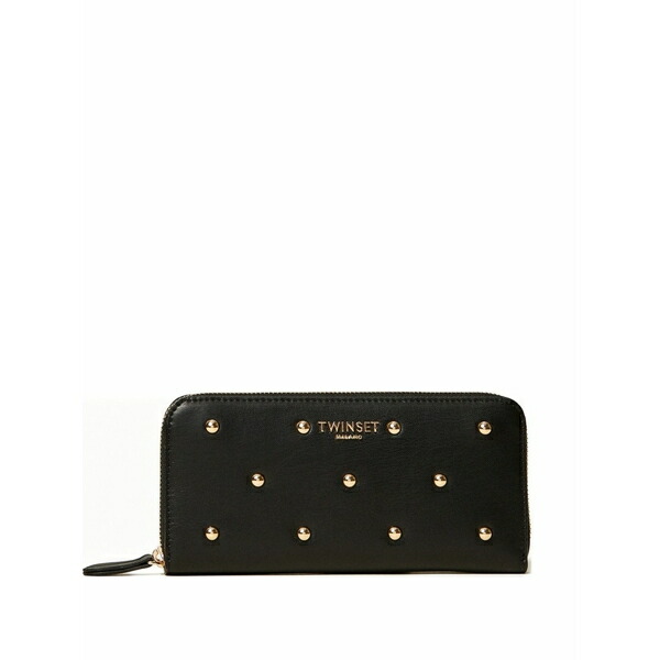 ツイン仕かける レディース 紙入れ 付属品 Studded zip wallet Black