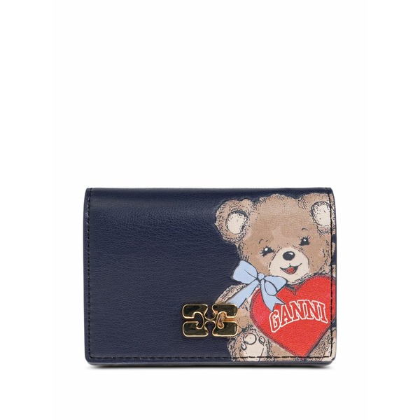 ガニー レディース 財布 アクセサリー Teddy appliqu茫漏-logo wallet Blue｜asty