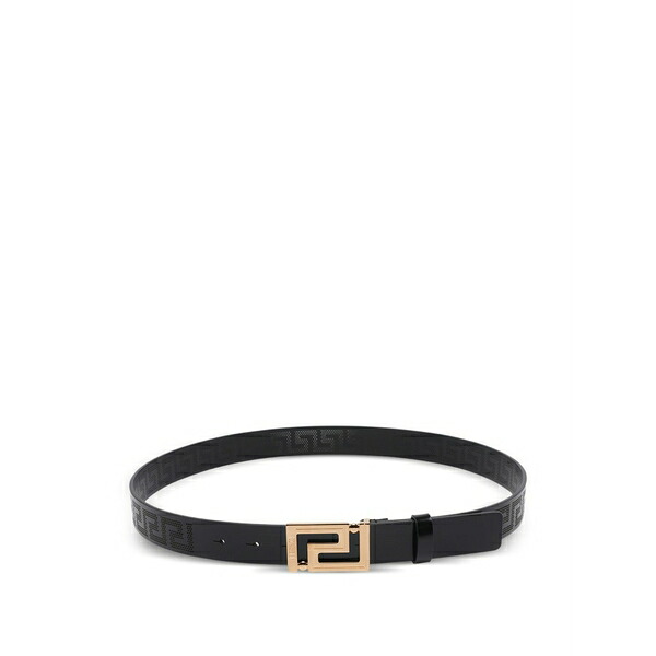 ヴェルサーチ メンズ 三尺帯 付属物 Greca buckle leather belt Black