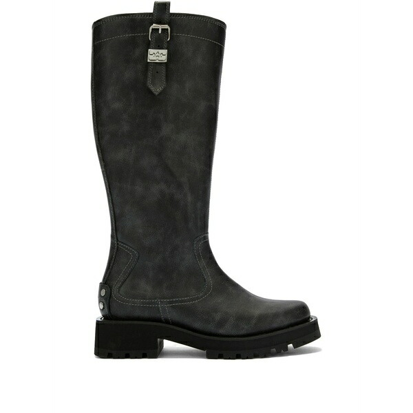 ガニー レディース ブーツ シューズ Studs knee-high boots Grey