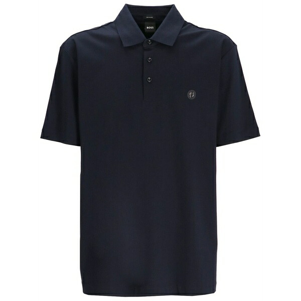 ボス メンズ ポロシャツ トップス Logo-patch polo shirt Blue｜asty