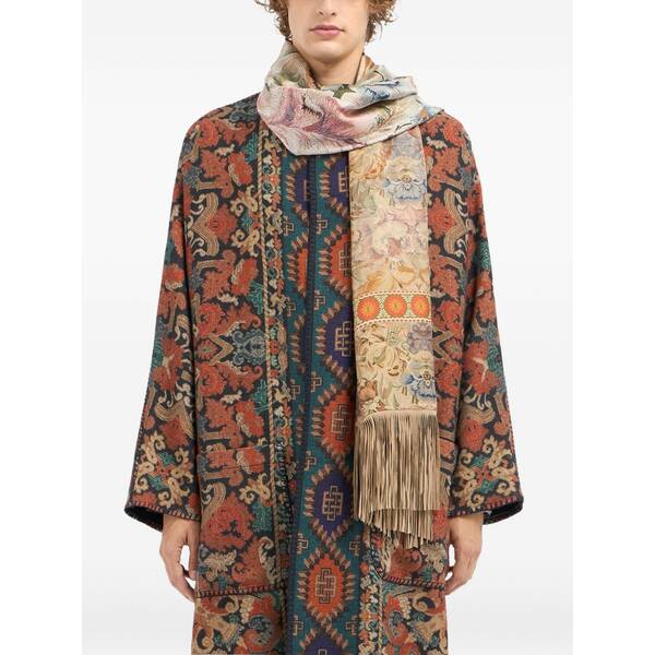 ピエール＝ルイ・マシア メンズ えり巻き・袈裟・えり巻き 付属物 Floral-tapestry fringe scarf Neutrals