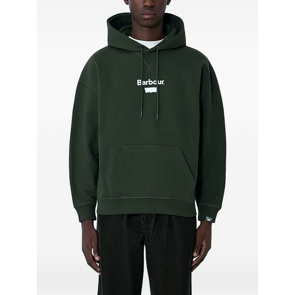 リーバイス メンズ パーカー・スウェットシャツ アウター X barbour logo-detail hoodie  Green
