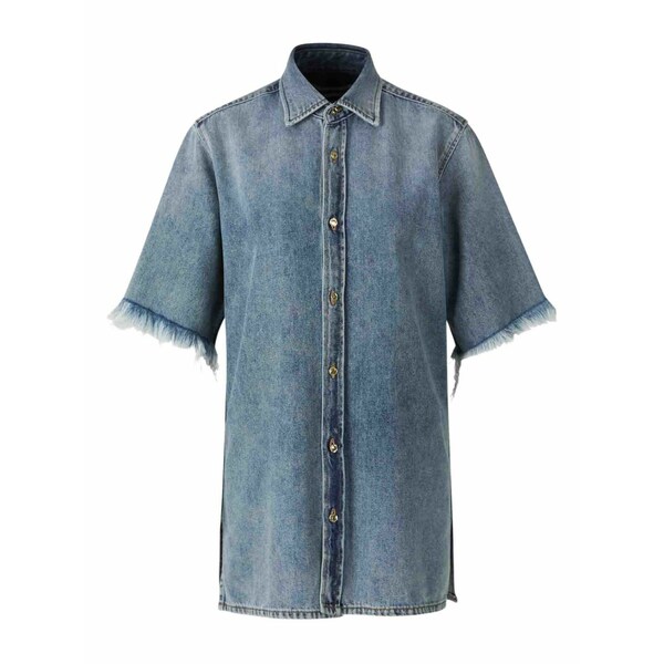 ダークパーク レディース シャツ トップス Cotton-blend denim shirt Blue｜asty