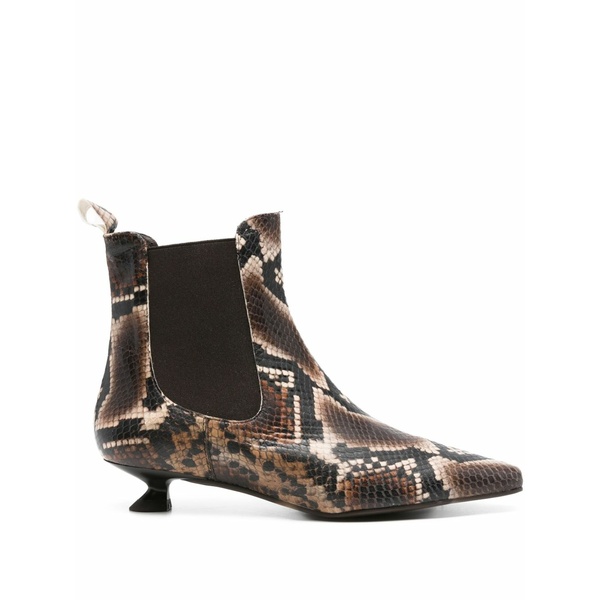 ペドロ ミラレス レディース ブーツ シューズ Snakeskin pointed-toe boots Brown