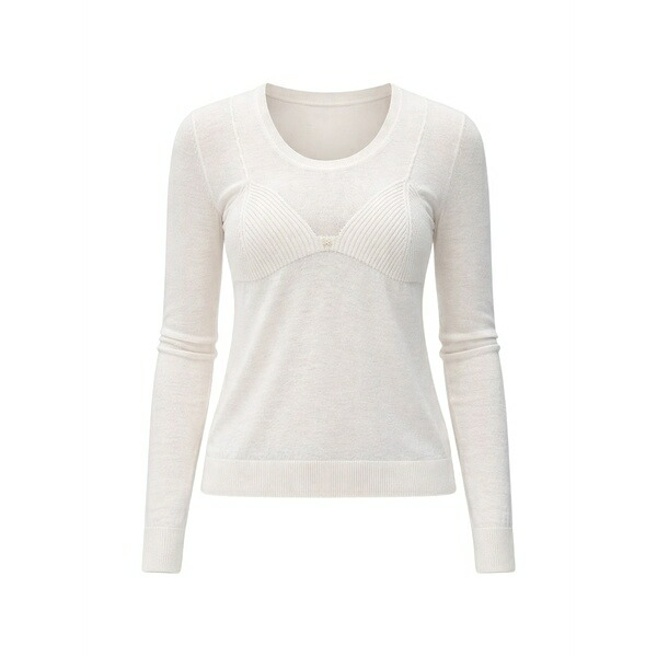 エリザベスフランキ レディース ニット&セーター アウター Ribbed-embellished sweater Neutrals｜asty