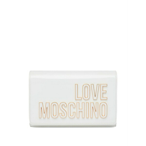 優しいこと モスキーノ レディース クラッチペダル御徒面子 御徒面子 Lettering chain clutch bag White