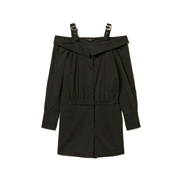 ツインセット レディース ワンピース トップス Buckle-straps playsuit Black｜asty