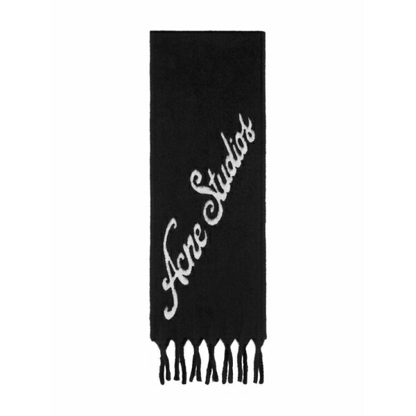 アクネ ストゥディオズ メンズ えり巻き・袈裟・えり巻き 付属物 Logo-detail fringe scarf Black