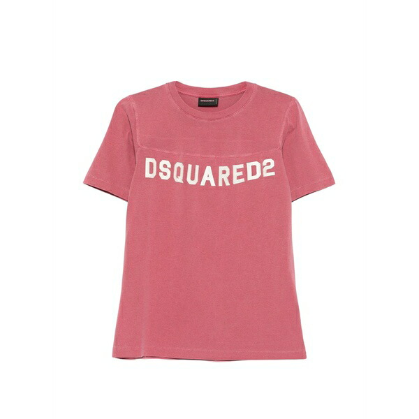 ディースクエアード メンズ ティーシャツ トップス Round-neck printed t-shirt Pink Tシャツ・カットソー-トップス-メンズファッション