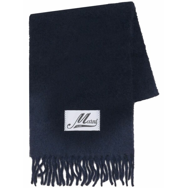 マルニ メンズ えり巻き・袈裟・えり巻き 付属物 Logo-appliqu茫漏 alpaca scarf Blue