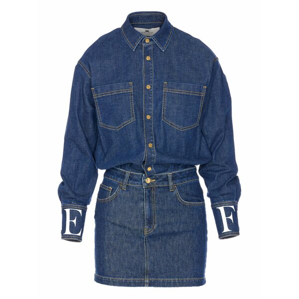 エリザベスフランキ レディース ワンピース トップス Snap-button denim mini dress Blue｜asty