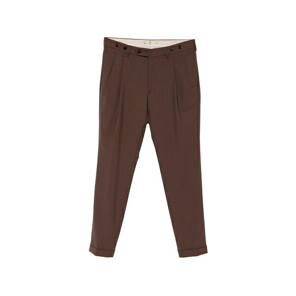 ベルウィッチ メンズ 心地好いズボン下 ボトムス Pleated cuffed trousers Brown