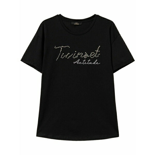 ツイン仕掛ける レディース プルオーバー トップス Lurex t-shirt Black