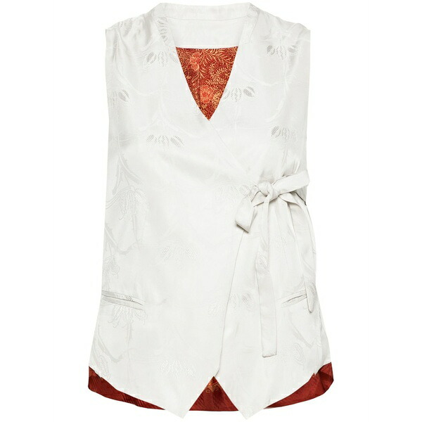 イブリグ レディース 上衣＆上衣 アウター Jacquard tie-fastening waistcoat White