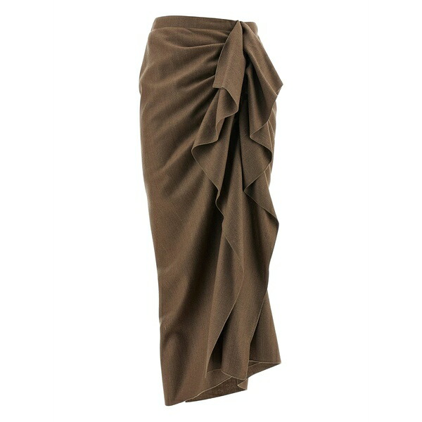 ファビアナ フィリッピ レディース スコート ボトムス Pinstripe-ruffle MIDI skirt Brown