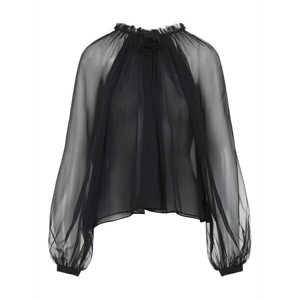 アルベルタ フェレッティ レディース シャツ トップス Balloon-sleeve silk blouse Black|asty