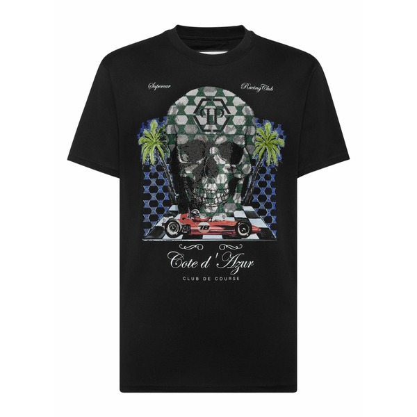 フィリップ飾り気のない メンズ ティーシャツ トップス Cote d azur stones t-shirt Black