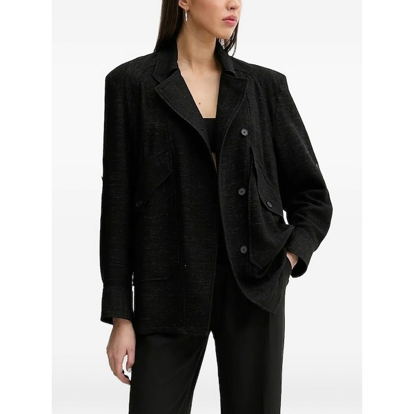 イロ レディース 上衣＆上衣 アウター Double-breasted lurex overshirt Black