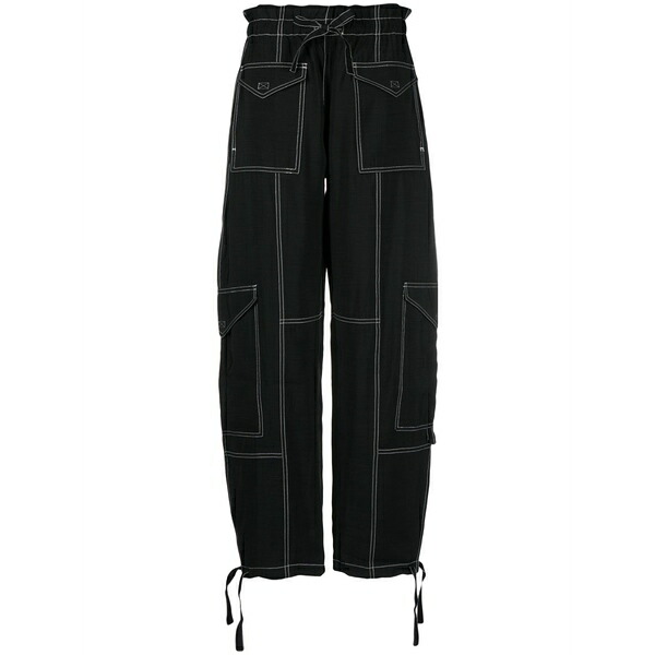ガニー レディース 心地好いズボン下 ボトムス Topstitch cargo trousers Black