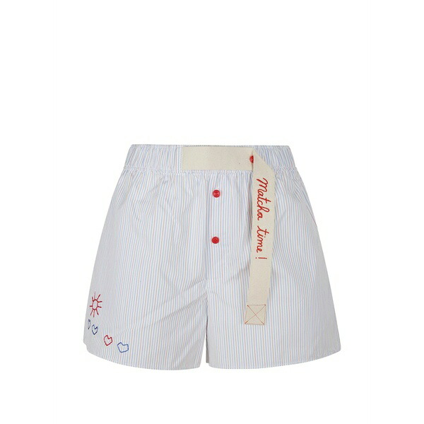 ミラミカティ レディース 心地よいズボン下 ボトムス Embroidered striped mini shorts White