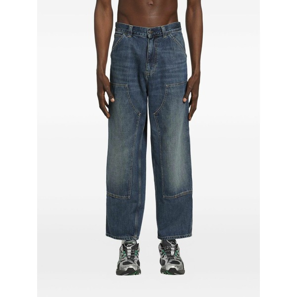 鉄道車両ハート形 メンズ ジーンズズボン下 ボトムス Og double knee jeans Blue
