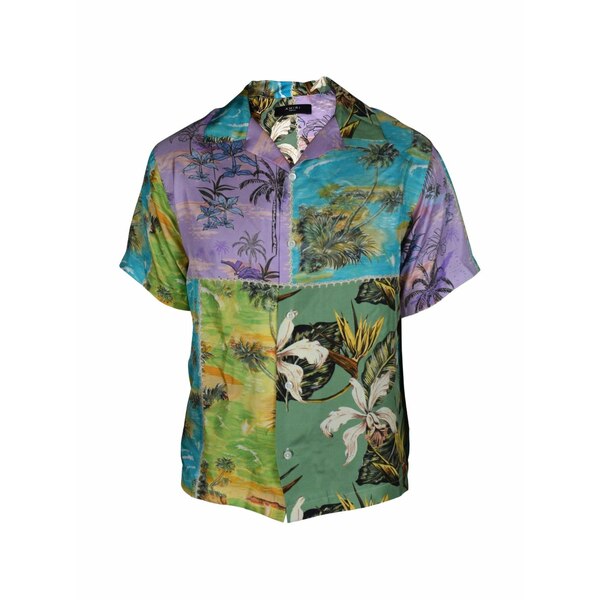 アミリ メンズ プルオーバー トップス Patchwork plant-motif shirt Green