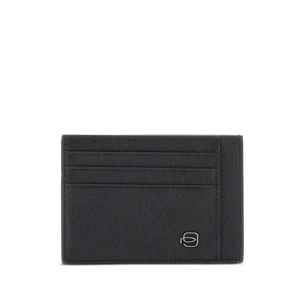 ピークアドロ  メンズ 紙入れ 付属品 Logo-detail leather card holder Black