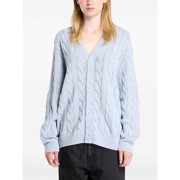 鉄道車両ハート型 メンズ ジレー アウター Cable-knit cardigan Blue