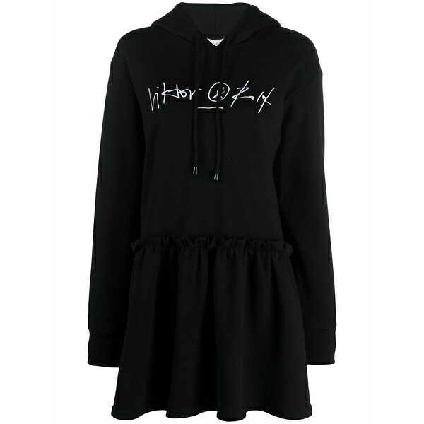 ビクターアンドロルフ レディース ワンピース トップス Logo-embroidered sweatshirt dress Black|asty