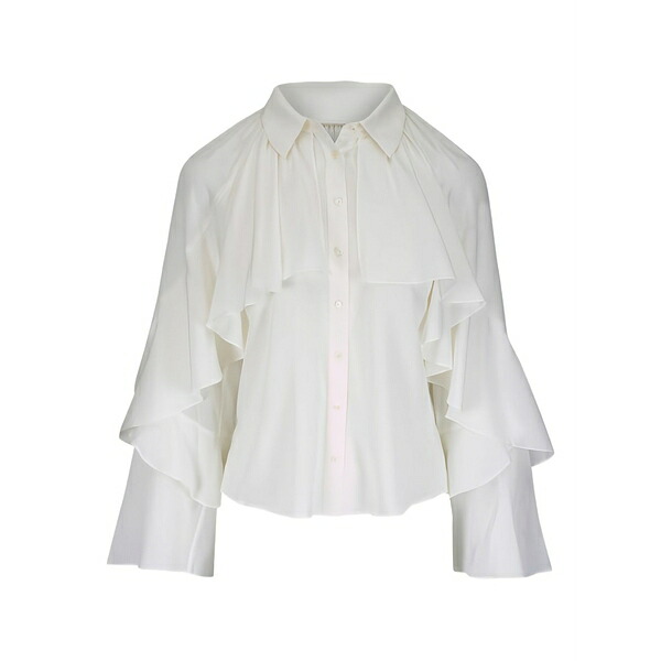 ヴェロニカ ベアード レディース ティーシャツ トップス Demaris ruffled bell-sleeve shirt Neutrals