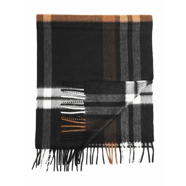 ゼニア メンズ えり巻き・袈裟・えり巻き 付属物 Checked fringed scarf Black
