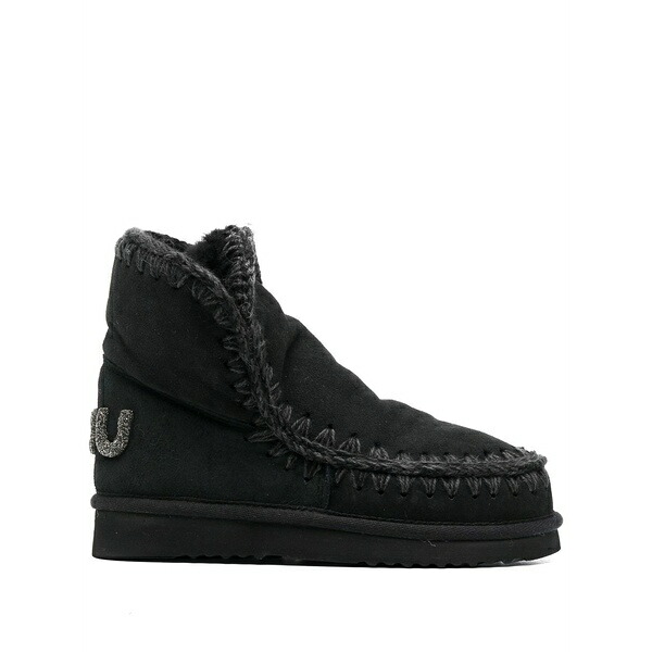 モウ レディース ブーツ シューズ Glitter logo ankle boots Black
