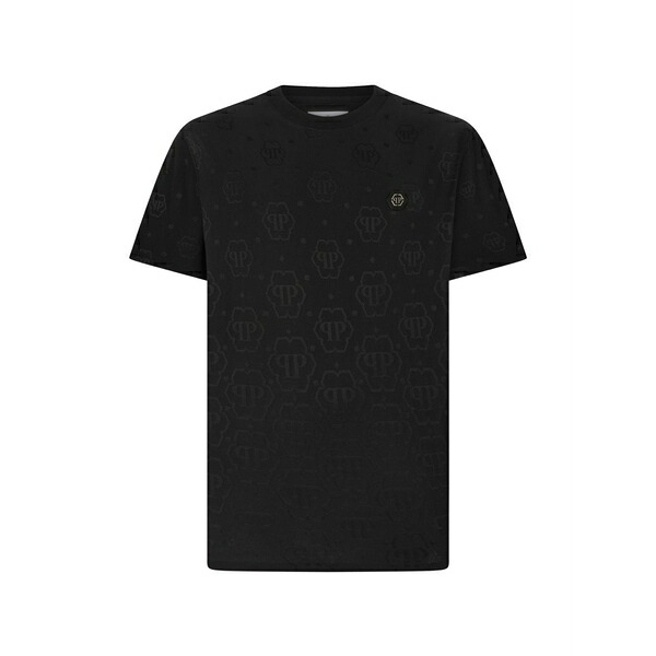 フィリップ飾り気のない メンズ ティーシャツ トップス Monogram-patterned t-shirt Black
