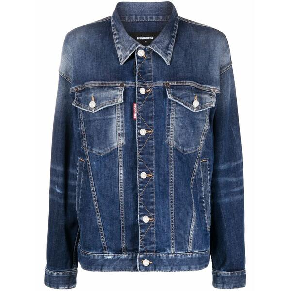 ディースクエアード レディース 上衣＆上衣 アウター Distressed denim jacket Blue