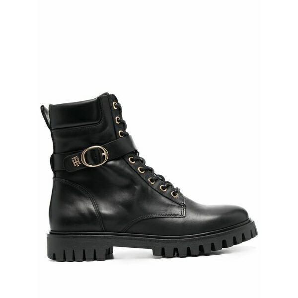 トミー ヒルフィガー レディース ブーツ シューズ Ankle-length leather biker boots  Black