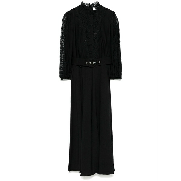 ニッサ レディース ワンピース トップス Lace-detailed midi dress Black｜asty