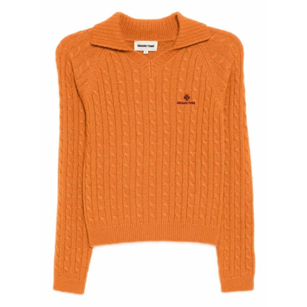シュシュ/火箸 レディース 編み物\u0026スウェーター アウター Logo-embroidered top Orange
