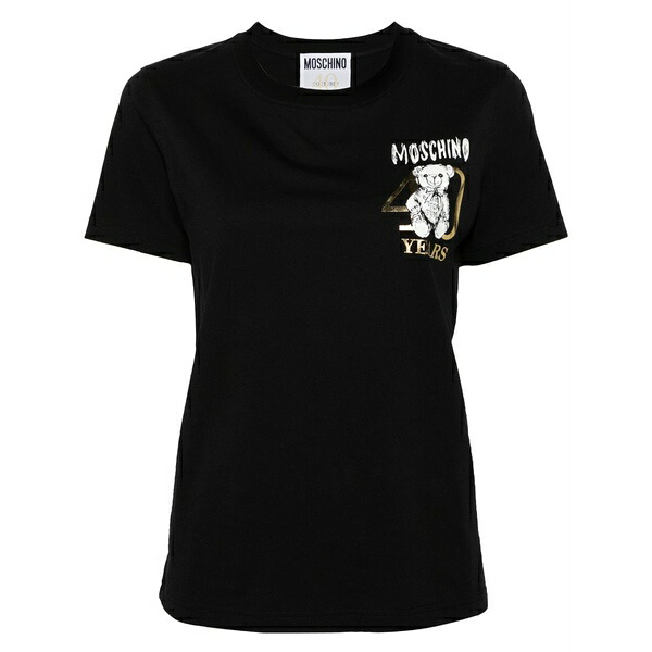 モスキーノ レディース Tシャツ トップス Teddy bear-print cotton t-shirt Black|asty