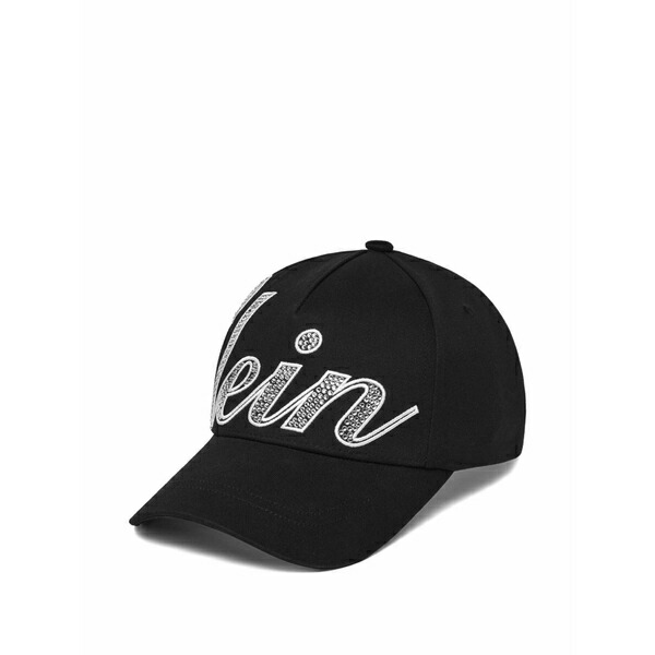 フィリッププレイン メンズ 帽子 アクセサリー Crystal-embellished baseball cap Black|asty