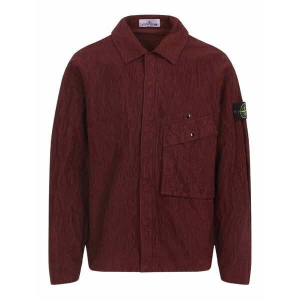 ストーンアイランド メンズ プルオーバー トップス Corduroy patch-pocket shirt Red
