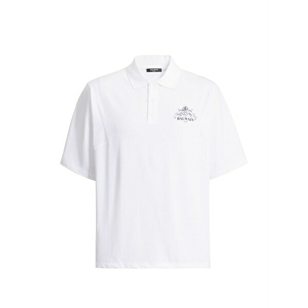 バルマン メンズ スポーツシャツ トップス Printed balmain vine polo White