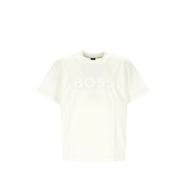 ボス メンズ Tシャツ トップス Logo-print t-shirt Neutrals｜asty