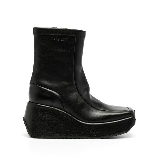 ラフ・シモンズ レディース ブーツ シューズ Square-toe wedge boots Black｜asty