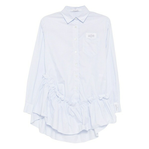 鍵を掛ける レディース ティーシャツ トップス Striped cotton shirt Blue