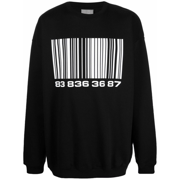ブイティーエムエヌティーエス メンズ パーカー・スウェットシャツ アウター Bar-code print sweatshirt Black