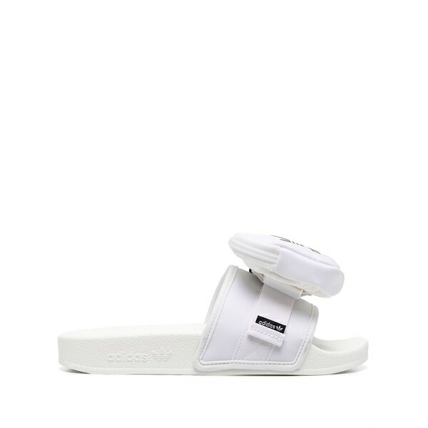 アディダス レディース サンダル シューズ Adilette logo-strap slides White