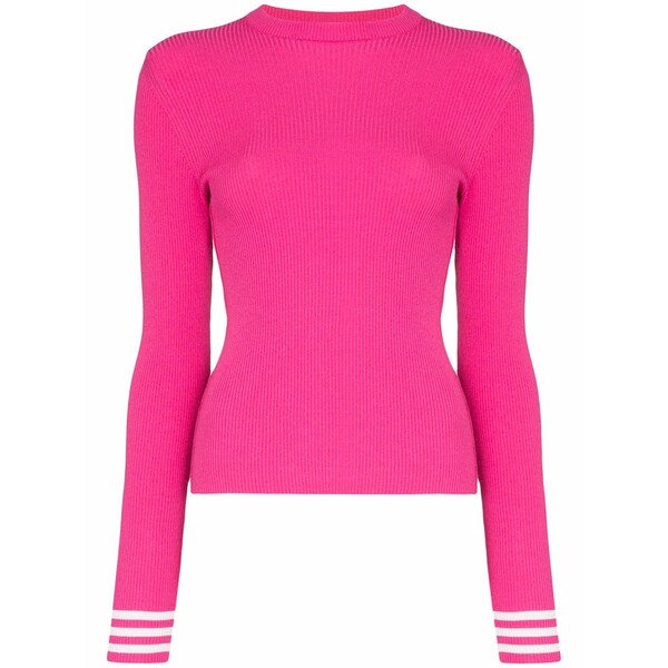 象牙色 レディース 編み物\u0026スウェーター アウター Knitted logo tape top Pink