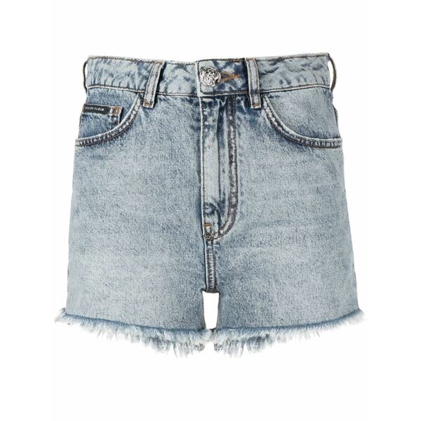 フィリップ飾り気の無い レディース 心地好いズボン下 ボトムス Embellished-logo detail shorts Blue