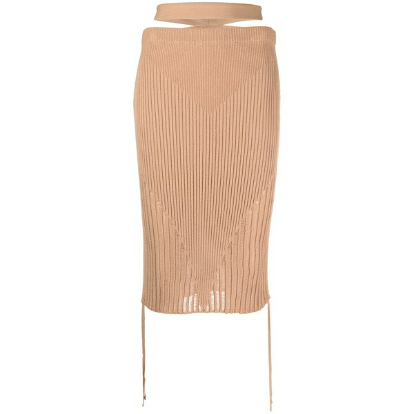 アンドレダモ レディース スコート ボトムス Ribbed-knit pencil skirt  Neutrals
